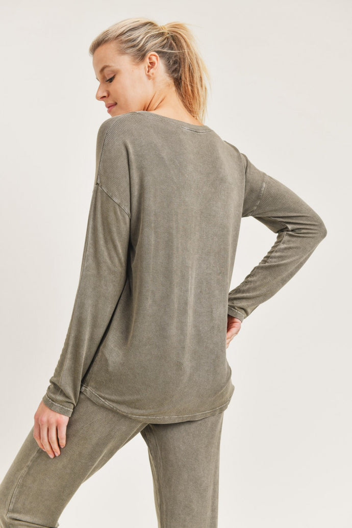 Olive Lounge in V-Neck Top | DIBS 290