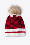 Plaid Pom-Pom Knit Beanie