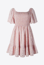 Load image into Gallery viewer, Plus Size Smocked Puff Sleeve Ruffle Hem Dress

