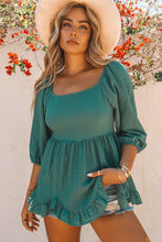 Load image into Gallery viewer, Smocked Three-Quarter Sleeve Peplum Blouse
