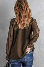 Load image into Gallery viewer, Frill Trim High Neck Sheer Blouse
