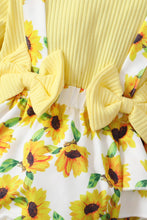 Load image into Gallery viewer, Baby Girl Floral Bow Detail Ribbed Bodysuit Dress

