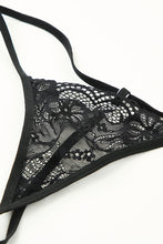 Load image into Gallery viewer, Striped Spliced Lace Robe and Thong Set
