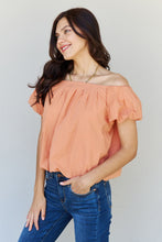 Load image into Gallery viewer, HEYSON Light The Way Off The Shoulder Puff Sleeve Blouse in Peach
