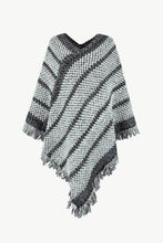 Load image into Gallery viewer, Heathered V-Neck Fringe Hem Poncho
