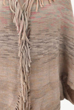 Load image into Gallery viewer, Heathered Open Front Fringed Poncho
