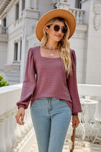 Load image into Gallery viewer, Waffle-Knit Puff Sleeve Square Neck Top
