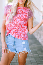 Load image into Gallery viewer, Leopard Print Lace Short Sleeve Blouse
