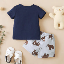 Load image into Gallery viewer, Baby Boy Bear Graphic T-Shirt and Animal Print Shorts Set
