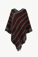 Load image into Gallery viewer, Heathered V-Neck Fringe Hem Poncho
