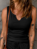 Ribbed Notched Tank Top