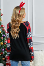 Load image into Gallery viewer, Plaid Leopard Baseball Sleeve Top
