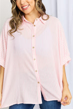 Load image into Gallery viewer, DIBS 1006 Zenana Striped Half Sleeve Button Down Shirt
