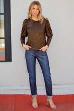 Load image into Gallery viewer, Sequin Puff Sleeve Round Neck Top
