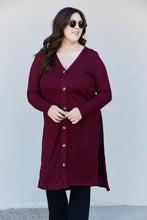 Load image into Gallery viewer, Zenana Autumn Aura Full Size Ribbed Longline Cardigan in Dark Burgundy
