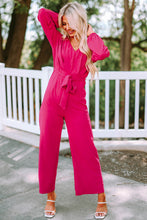 Load image into Gallery viewer, Belted V-Neck Wide Leg Jumpsuit

