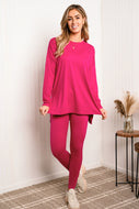 Zenana Ready to Relax Full Size Brushed Microfiber Loungewear Set in Magenta