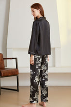 Load image into Gallery viewer, Satin Button-Up Lapel Collar Top and Pants Pajama Set
