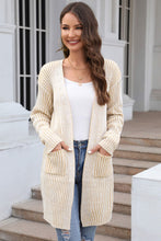 Load image into Gallery viewer, Open Front Dropped Shoulder Pocket Longline Cardigan
