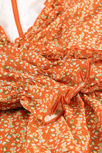 Load image into Gallery viewer, Ditsy Floral Frill Trim Flounce Sleeve Plunge Dress
