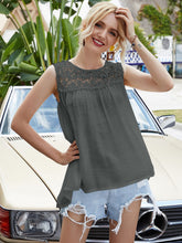 Load image into Gallery viewer, Full Size Spliced Lace Round Neck Tank
