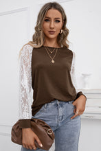Load image into Gallery viewer, Lace Long Sleeve Contrast  Top
