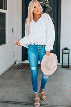 Load image into Gallery viewer, Spliced Lace High-Low Blouse
