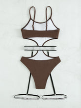 Load image into Gallery viewer, Glitter Cutout Spaghetti Strap One-Piece Swimsuit
