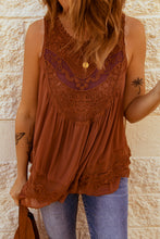 Load image into Gallery viewer, Lace Detail Button Back Sleeveless Top
