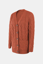 Load image into Gallery viewer, Cable-Knit Button Down V-Neck Cardigan
