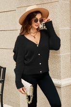 Load image into Gallery viewer, Woven Right Puff Sleeve V-Neck Fuzzy Cardigan
