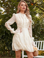 Ruffle Collar Tiered Mini Dress