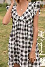 Load image into Gallery viewer, Plaid Butterfly Sleeve V-Neck Dress

