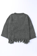 Load image into Gallery viewer, Distressed Rib-Knit Sweater with Breast Pocket
