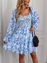 Load image into Gallery viewer, Floral Smocked Ruffle Hem Flounce Sleeve Dress
