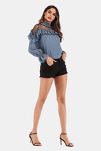 Load image into Gallery viewer, Printed Ruffle Collar Flounce Sleeve Blouse
