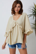 Load image into Gallery viewer, Ruffled V-Neck Half Sleeve Blouse
