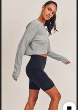 Load image into Gallery viewer, Light Waffle Knit V Detail Top In DESERT SAGE
