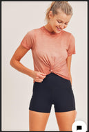 FRONT twisted short sleeves top IN COPPER | DIBS 768