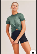 FRONT Twisted Short Sleeves Top in Green | DIBS 769