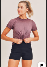 Load image into Gallery viewer, Front twisted short sleeves top burgundy | DIBS O7L6D6
