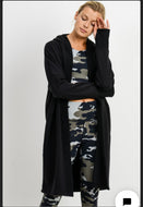 Super Soft Cardigan with Hoodie in Black | DIBS 761 **