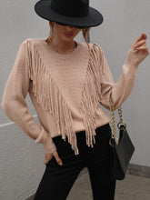 Load image into Gallery viewer, Fringe Detail Ribbed Trim Sweater
