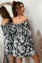 Load image into Gallery viewer, Floral Flounce Sleeve Smocked Square Neck Dress
