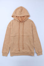 Load image into Gallery viewer, Waffle-Knit Drawstring Hoodie with Kangaroo Pocket
