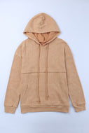 Waffle-Knit Drawstring Hoodie with Kangaroo Pocket