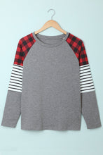 Load image into Gallery viewer, Plaid and Striped Sleeve Top
