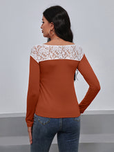 Load image into Gallery viewer, Lace Spliced Long Sleeve Tee
