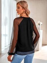 Load image into Gallery viewer, Frill Trim Tie Neck Raglan Sleeve Blouse
