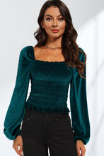 Load image into Gallery viewer, Smocked Square Neck Long Sleeve Blouse
